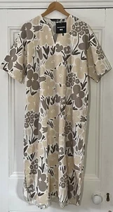 Marimekko Uniqlo Women’s Beige Floral Linen Blend Kaftan Dress S UK 10 EU 38 NEW - Picture 1 of 12