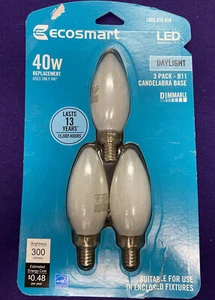 EcoSmart 40-Watt Equivalent B11 Candle Dimmable Energy Star Frosted Glass... - Picture 1 of 2