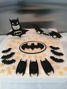 Edible fondant batman theme cake topper set
