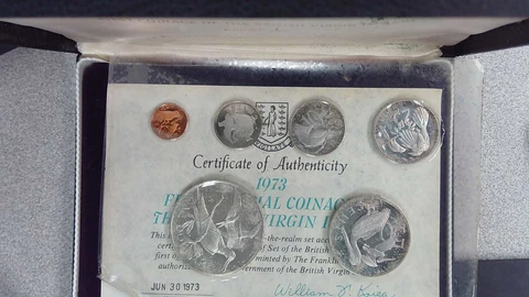1973 First Coinage of The British Virgin Islands 6 Coin Proof Set In Box (001) Cover