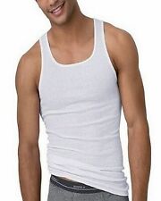 Mens 100% Cotton Tank Top A-Shirt Wife Beater Undershirt Ribbed white 3 pack 