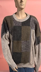 Vintage 1980’s Marc Elliot Embellished Men’s Sweater Leather Trim Faux Snakeskin - Bild 1 von 15
