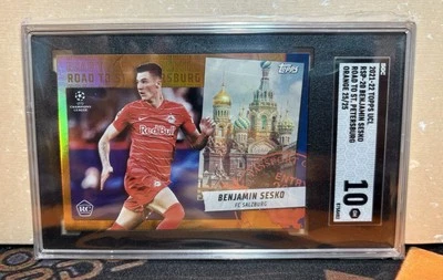 Benjamin Sesko 2021-22 Topps UCL Orange /25 SGC 10 Rookie - Image 1 of 2