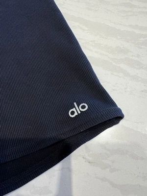 Alo Yoga Black Ribbed Short Sleeve Bodycon Dress Size Small - Image 1 of 3