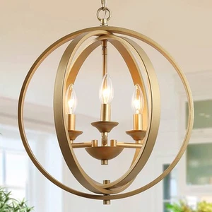Modern Orb Chandeliers, Gold Globe Hanging Light Fixture for Dinning Room Etc. - Picture 1 of 2