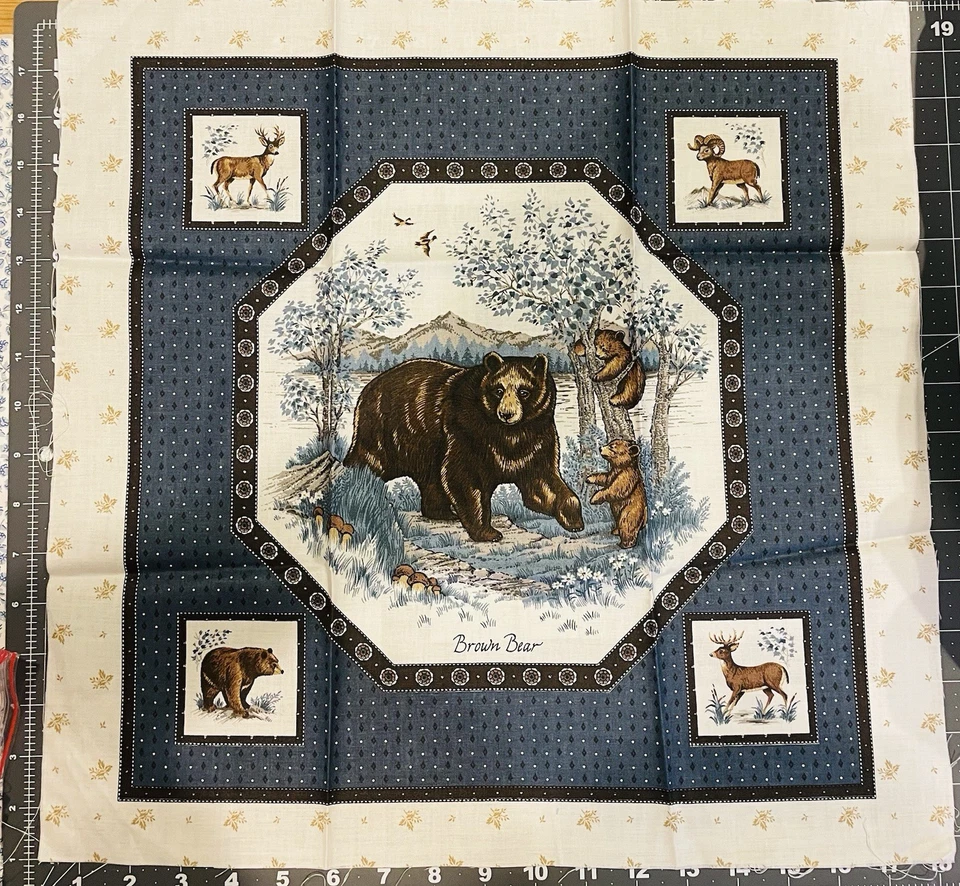 American Wildlife Pillow Panel a VIP Cranston Print Works Screen Print Bear