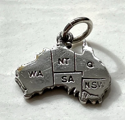 Colgante Australia Plata 925 mostrando el Mapa de Australia y sus Seis Estados Foto 1 de 4