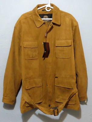 READ Weatherproof Garment Men's XL Full Zip Belted Microsuede Brown Jacket - Image 1 of 4