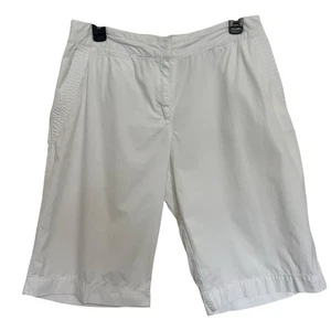 Izod | Women’s Elastic Waist Bermuda Shorts White Size 12 Prep Golf Lightweight - Picture 1 of 5