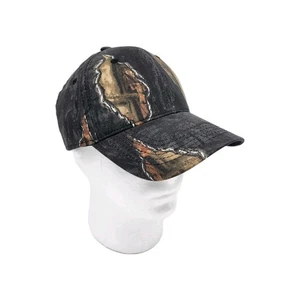 Mossy Oak Black Camouflage Strapback Hat Cap by OC Hunting Outdoors EUC - Picture 1 of 7