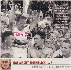 Gustav "Täve" SCHUR - DDR, Silber Olympia 1960 Radsport, Original-Autogramm! - Picture 1 of 1