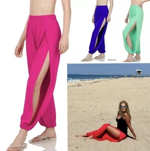 Zenana Split Side Harem Loose Fit Soft Sexy Summer pants, S,M,L,XL,1X,2X,3X - Picture 1 of 16
