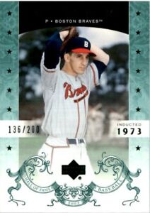 2005 Upper Deck Hall of Fame Green Baseball Card #72 Warren Spahn /200