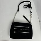 Black Velvet Zippered Crossbody Bag