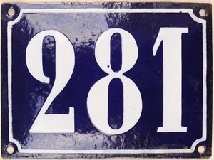 Large old French house number 281 door gate plate plaque enamel steel metal sign - Picture 1 of 1