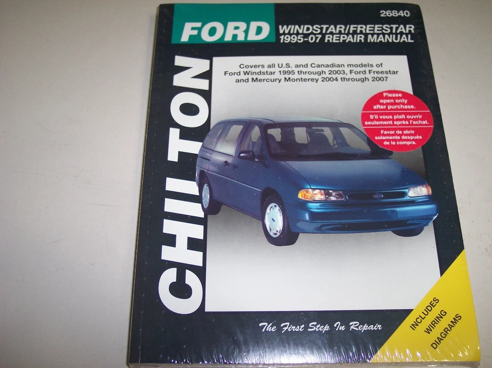 Manual de reparo Chilton 26840 para alguns Ford Windstar & Freestar, Mercury Monterey - Imagem 1 de 1