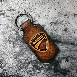 Handmade leather keychain with DUCATI logo. 1EA - Picture 1 of 8
