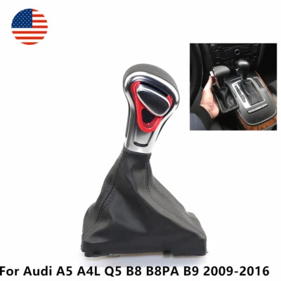 Kit de perilla de cambio de marchas plateada de 5 velocidades con cubierta antipolvo para Audi A4 B8 2009-2015 Foto 1 de 4