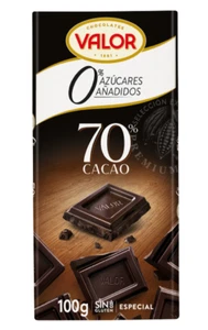 VALOR AZÚCAR & GLUTEN FREE Chocolate Oscuro 70% - 125gr / 4,40oz bar (PACK 6 BARRITAS) - Imagen 1 de 2