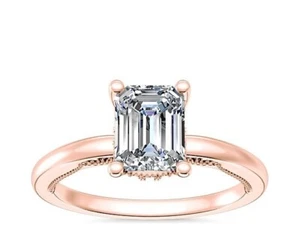2 .15 Ct Emerald IGI Certified Lab Grown Diamond Wedding Ring 14K Rose Gold - Picture 1 of 9