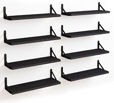 4.7in Wide Floating Shelves Set of8 Wooden Wall Shelves RusticWall Shelves Black