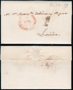 Lérida - Prefilatelia - PE 13N -Carta de Madrid a Lérida - Baeza negro a llegada - Imagen 1 de 1
