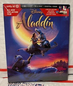 NEW ALADDIN LIVE-ACTION FILM 4K UHD+BLU-RAY+DIGITAL CODE STORYBOOK! TARGET EXCL - Picture 1 of 4