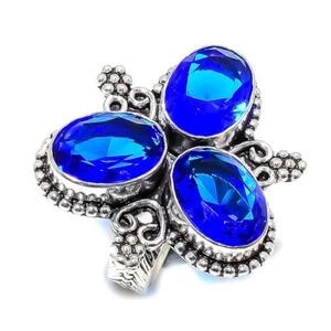 Blue Sapphire Gemstone 925 Sterling Silver Ring Size 7 u688 - Picture 1 of 5