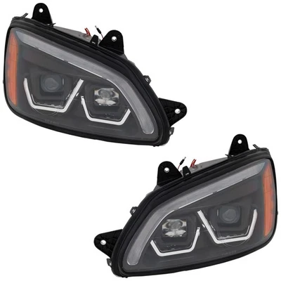 Driver and Passenger Side Headlights For Kenworth T660 2008-2016 Halogen w Bulbs - Image 1 of 4