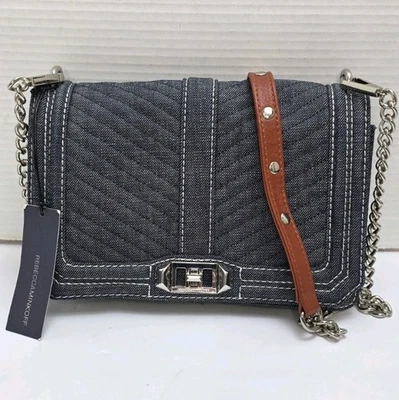 Bandolera Rebecca Minkoff Chevron Acolchada Love Denim Oscuro Nueva con Etiquetas Foto 1 de 4