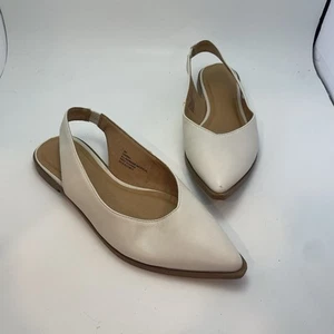 SM New York Farrah Slingback Cream Flats Shoes Women's Size 8 - Picture 1 of 10
