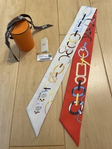 Bufanda de seda Hermes Twilly Do Re Boucles roja azul 2023 primavera/verano - Imagen 1 de 8