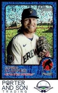 Corbin Burnes Chrome Blue Sparkle 2022 Topps Heritage #15 Milwaukee Brewers - Bild 1 von 2