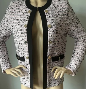 NWT ST JOHN KNIT SIZE M 6 8 JACKET PINK BLACK TWEED - Picture 1 of 6