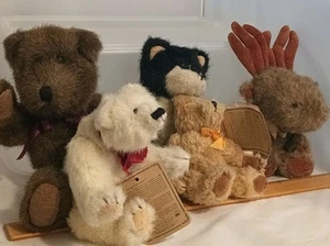 5 Boyds Bears Small Plush Classic, Mini Bear, Polar Bear, Cat , Moose 80's-90's - Picture 1 of 13