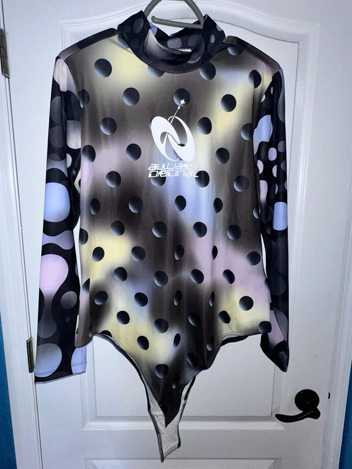 Adidas Women's H49674 Multicolor Long Sleeve Bodysuit Plus Size 2X C20