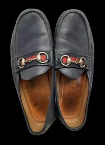 Gucci Horsebit Driving Halbschuhe Navy Blau Herren 7,5 G Leder Schuhe Slipper Italy - Bild 1 von 8