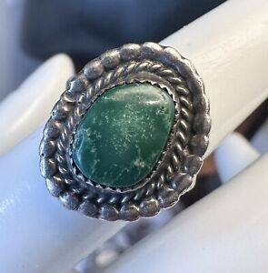Vintage Native American Turquoise 925 Sterling Silver Ring Size 6.5 Tested