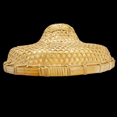 Vintage Chinese Bamboo Woven Hat Foto 1 de 4