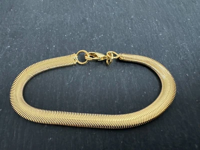 Schlangen Armband x vergoldet x Karabiner Verschluss 19 cm sehr chic 6 mm Breite - Bild 1 von 4