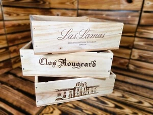3 x Wood Wine Boxes Crates - Ideal Office Storage Drawers Organiser Paper Trays* - Picture 1 of 6