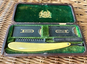 Navaja de afeitar dúplex Durham 1907 vintage de doble filo con estuche de cuero y más - Imagen 1 de 14