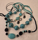 Jewelry lot 2 faux turquoise necklaces bangles signed PD earrings #3-24A