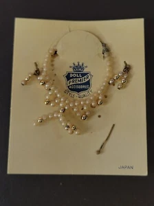 VINTAGE PREMIER #502 DOLL SIZE 15/20 JEWELRY NECKLACE EARRINGS RING SET CARDED - Picture 1 of 8