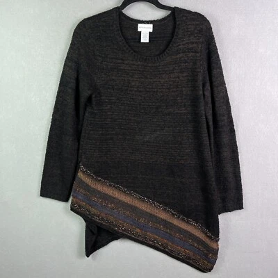 Suéter túnica Soft Surroundings Raku feminino M mistura de lã Lagenlook assimétrico - Imagem 1 de 4