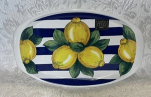 Neu mit Etikett ~ Nova Deruta Italienisch Blau & Weiß Zitrone 11"x7" Teller oder Platte - Bild 1 von 8