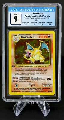 CGC 9 MINT French Charizard / Dracaufeu Base Set 1st Edition Holo Rare 4/102 -01 - Image 1 of 4
