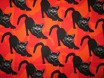 CATS METALLIC GRAY WHISKERS BLACK SILVER ORANGE COTTON FABRIC FQ - Image 1 of 4