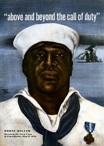 Dorie Miller Pearl Harbor Navy Cross Recruitment WW2 WWII Enlistment Poster War - Picture 1 of 5