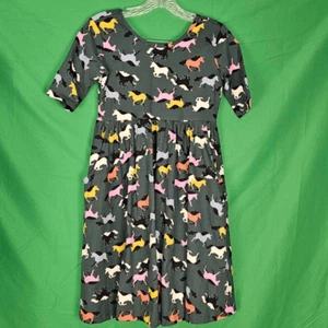 Hanna Andersson Girls Green Horse Print Equestrian Dress 150 12 - Picture 1 of 5